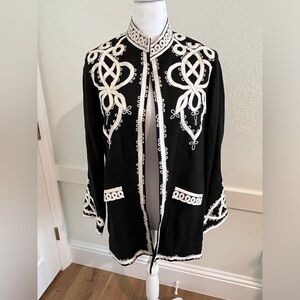 NWOT black linen embellished jacket M